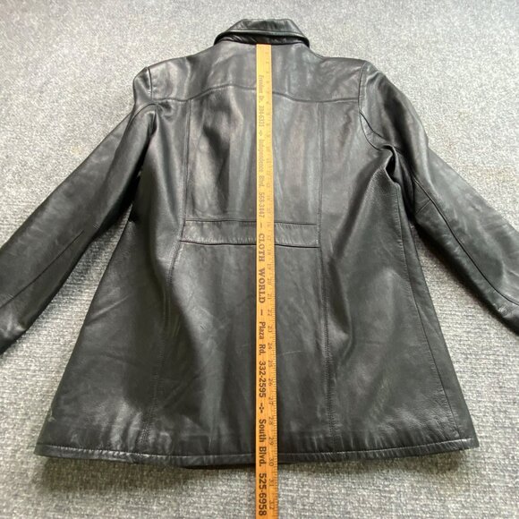 Pelle Studio By Wilsons Leather Jacket Womens Black XL Button Mid Long Classic - Picture 8 of 16